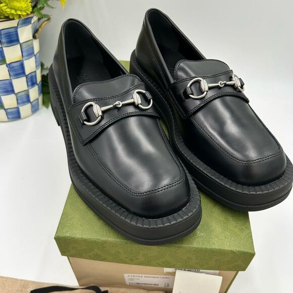Men’s Gucci, leather horse bit chunky loafers size 10 fits 10.5 US made in Italy - Picture 1 of 7